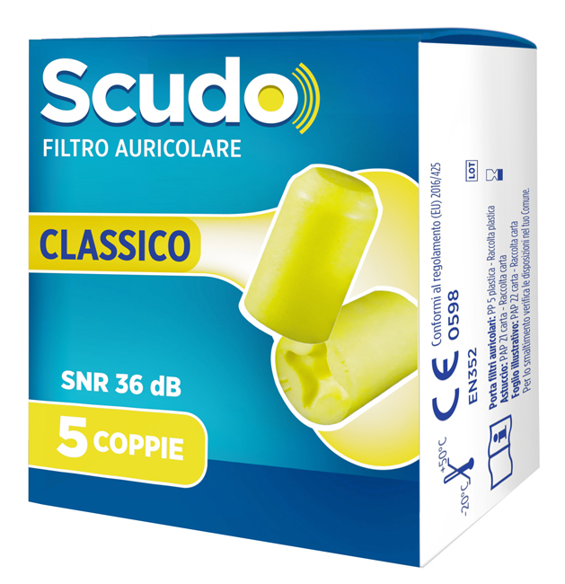SCUDO FILTRO AURICOLARE CLASSICO SNR 36 DB 7-12MM 5 PAIA - maxifarmacia.it