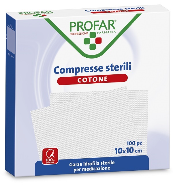 GARZA IDROFILA PROFAR COMPRESSA STERILE 10X10 CM 100 PEZZI - maxifarmacia.it