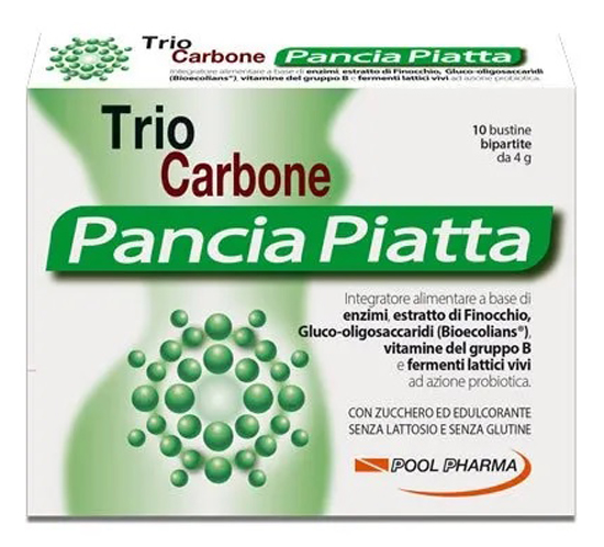 TRIOCARBONE PANCIA PIATTA 10 BUSTINE BIPARTITE - maxifarmacia.it