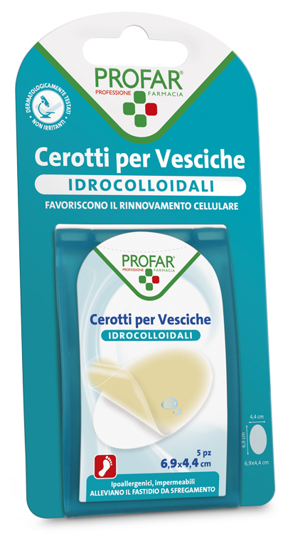 CEROTTO VESCICHE IDROCOLLOIDALE PROFAR 6,9X4,4 5 PEZZI - maxifarmacia.it