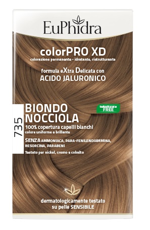 EUPHIDRA COLORPRO XD 735 BIONDO NOCCIOLA GEL COLORANTE CAPELLI IN FLACONE + ATTIVANTE + BALSAMO + GUANTI - maxifarmacia.it