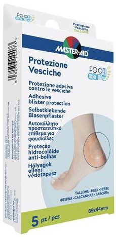 IDROCOLLOIDE MASTER-AID FOOTCARE VESCICHE TALLONE 69X44 MM 5 PEZZI A1 - maxifarmacia.it