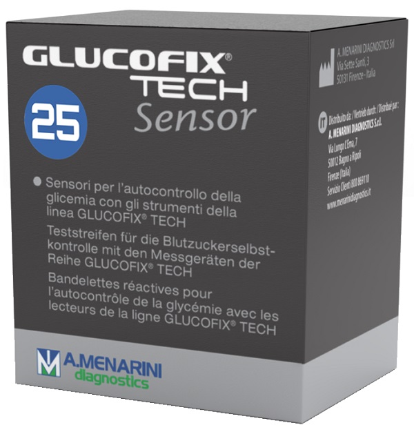 STRISCE MISURAZIONE GLICEMIA GLUCOFIX TECH SENSOR 25 PEZZI - maxifarmacia.it