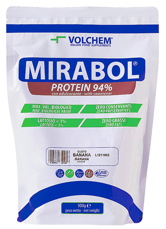 MIRABOL PROTEIN 94% BANANA 500 G - maxifarmacia.it
