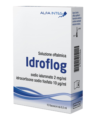SOLUZIONE OFTALMICA IDROFLOG A BASE DI IALURONATO DI SODIO E IDROCORTISONE SODIO FOSFATO 15 FLACONCINI DA 0,5 ML - maxifarmacia.it