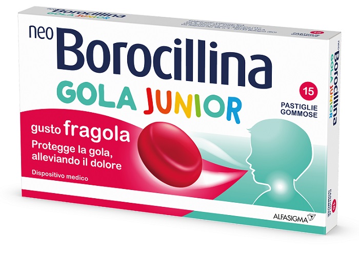 NEOBOROCILLINA GOLA JUNIOR 15 PASTIGLIE GUSTO FRAGOLA - maxifarmacia.it