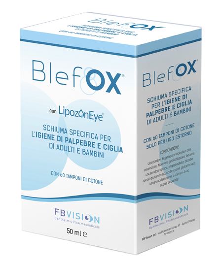 BLEFOX SCHIUMA SPECIFICA PER IGIENE PALPEBRE E CIGLIA 50 ML CON EROGATORE + 60 DISCHETTI - maxifarmacia.it