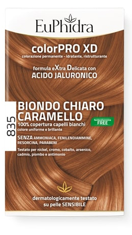 EUPHIDRA COLORPRO GEL COLORANTE CAPELLI XD 835 CARAMELLO 50 ML + ATTIVANTE + BALSAMO + GUANTI - maxifarmacia.it