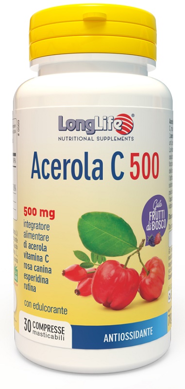 LONGLIFE ACEROLA C500 FRUTTI DI BOSCO 30 COMPRESSE MASTICABILI - maxifarmacia.it