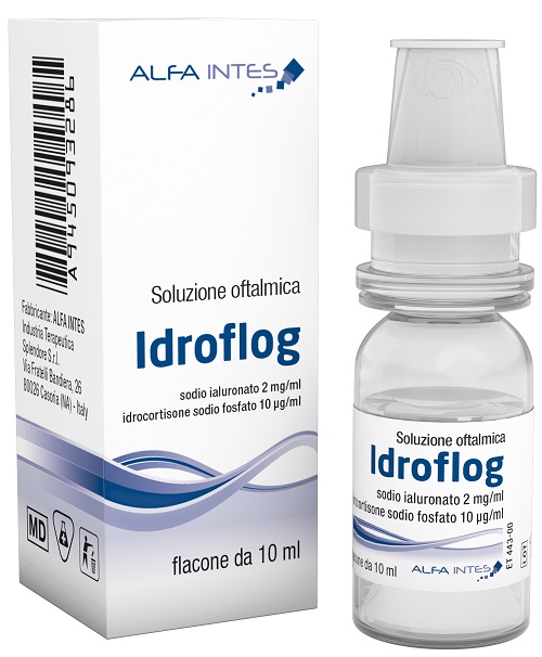 SOLUZIONE OFTALMICA IDROFLOG ACIDO IALURONATO 2 MG/ML E IDROCORTISONE SODIO FOSFATO 10 MCG/ML 10 ML - maxifarmacia.it