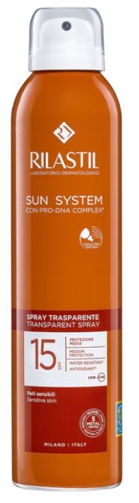 RILASTIL SUN SYSTEM TRANSPARENT SPRAY SPF15 200 ML - maxifarmacia.it