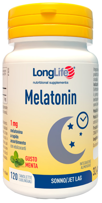 LONGLIFE MELATONIN 1 MG AROMA MENTA 120 TAVOLETTE SUBLINGUALI - maxifarmacia.it