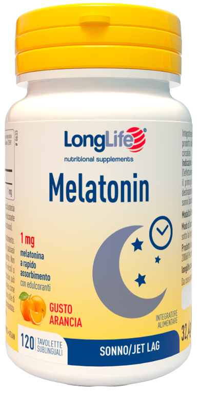 LONGLIFE MELATONIN 1 MG GUSTO ARANCIA 120 TAVOLETTE SUBLINGUALI - maxifarmacia.it