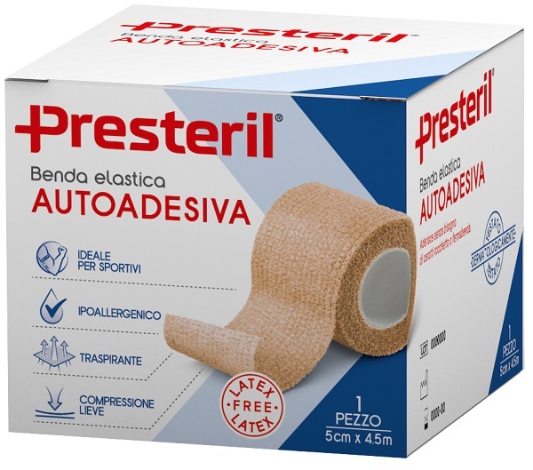 BENDA ELASTICA AUTOADESIVA LATEX FREE PRESTERIL CM 5X4,5 M TESI SKIN - maxifarmacia.it