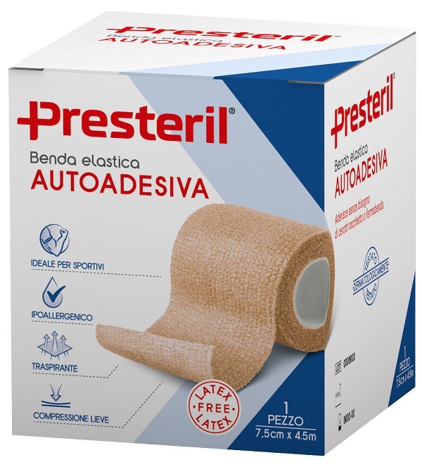 BENDA ELASTICA AUTOADESIVA LATEX FREE PRESTERIL CM 7,5X4,5 M TESI SKIN - maxifarmacia.it