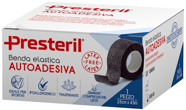 BENDA ELASTICA AUTOADESIVA LATEX FREE PRESTERIL CM 2,5X4,5 M TESI NERO - maxifarmacia.it