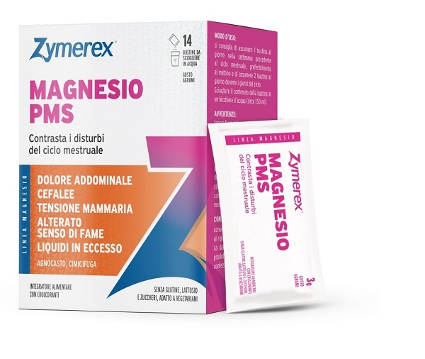 ZYMEREX MAGNESIO PMS 14 BUSTINE DA 3 G GUSTO AGRUMI CON EDULCORANTI SENZA ZUCCHERI SENZA GLUTINE SENZA LATTOSIO - maxifarmacia.it