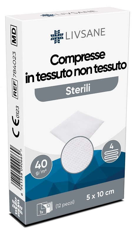 GARZA STERILE TESSUTO NON TESSUTO  LIVSANE 5X10 12 PEZZI - maxifarmacia.it