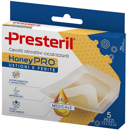 PRESTERIL 5 CEROTTI IDROATTIVI CICATRIZZANTI HONEYPRO 5X7 CM - maxifarmacia.it