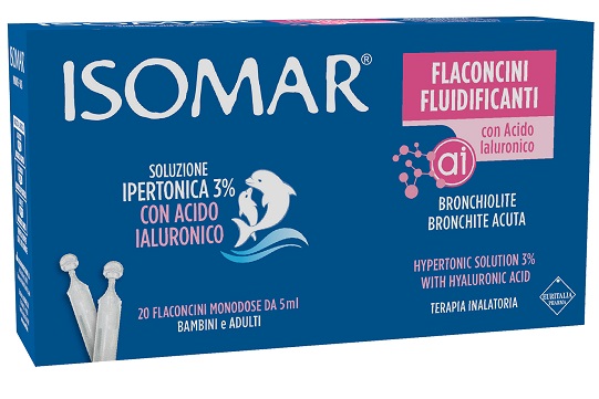 ISOMAR FLACONCINI FLUIDIFICANTI SOLUZIONE IPERTONICA 30%+ACIDO IALURONICO 20 FLACONCINI DA 5 ML - maxifarmacia.it