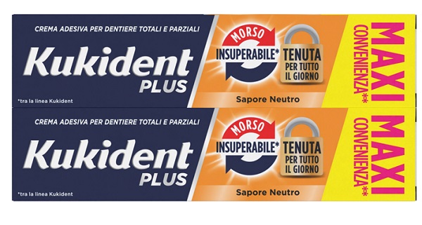 KUKIDENT BIPACCO MORSO INSUPERABILE CREMA ADESIVA DENTIERE 57 G X 2 - maxifarmacia.it