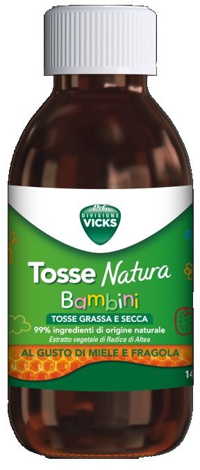VICKS TOSSE NATURA BAMBINI TOSSE GRASSA E SECCA GUSTO MIELE E FRAGOLA 140 ML - maxifarmacia.it