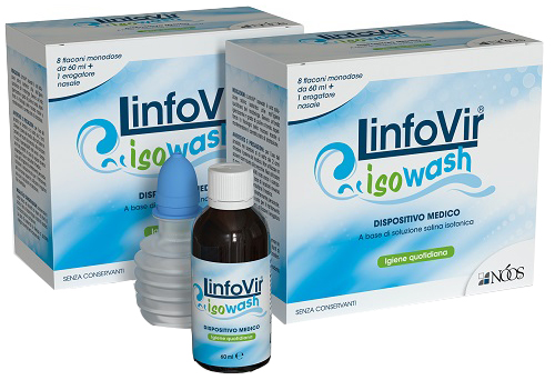 SOLUZIONE SALINA ISOTONICA LINFOVIR ISOWASH 2 ASTUCCI DA 8 FLACONI DA 60 ML - maxifarmacia.it