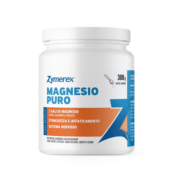ZYMEREX MAGNESIO PURO POLVERE 300 G GUSTO AGRUMI CON EDULCORANTE SENZA ZUCCHERI SENZA GLUTINE SENZA LATTOSIO - maxifarmacia.it