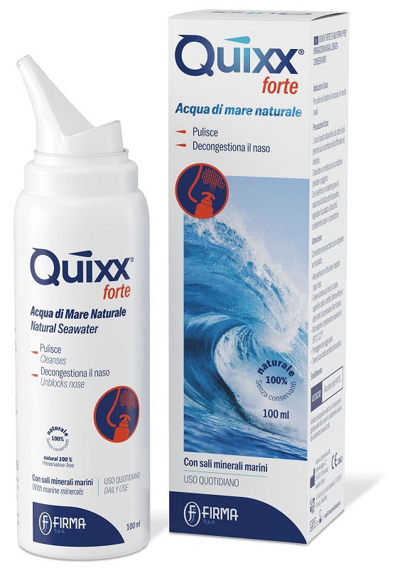 SOLUZIONE SPRAY PER IRRIGAZIONI NASALI QUIXX FORTE ACQUA MARINA IPERTONICA 100 ML - maxifarmacia.it