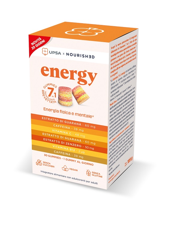UPSA X NOURISHED ENERGY 30 GIORNI NUOVA FORMULAZIONE 30 GUMMIES - maxifarmacia.it