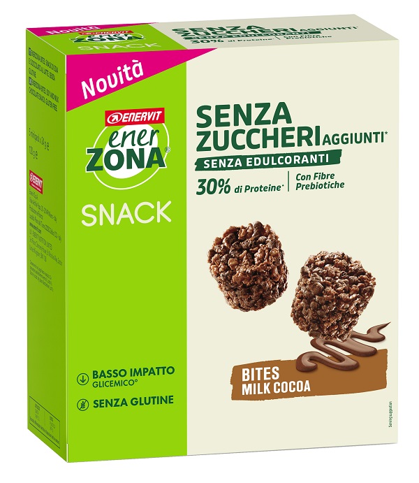 ENERZONA BITES MILK COCOA SENZA ZUCCHERI AGGIUNTI 24 G 5 PEZZI - maxifarmacia.it