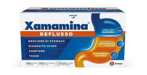 XAMAMINA REFLUSSO 25 STICK DA 20 ML GUSTO UVA FRAGOLA E FRUTTI ROSSI SENZA GLUTINE SENZA LATTOSIO - maxifarmacia.it