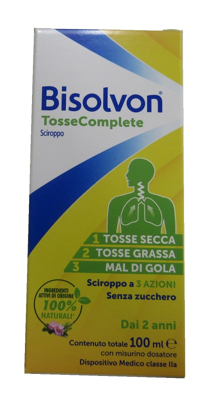 BISOLVON TOSSE COMPLETE SCIROPPO 100 ML SENZA ZUCCHERO SENZA GLUTINE SENZA LATTOSIO - maxifarmacia.it