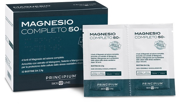PRINCIPIUM MAGNESIO COMPLETO BREVETTATO 50+ 32 BUSTINE DA 2,5 G - maxifarmacia.it