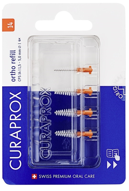 CURAPROX CPS 14 ORTHO REFILL ARANCIONI 4 SCOVOLINI - maxifarmacia.it