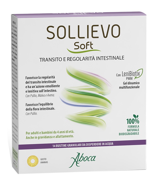 SOLLIEVO SOFT 14 BUSTINE GRANULARI DA 3,8 G SENZA GLUTINE SENZA LATTOSIO SENZA ZUCCHERI AGGIUNTI - maxifarmacia.it