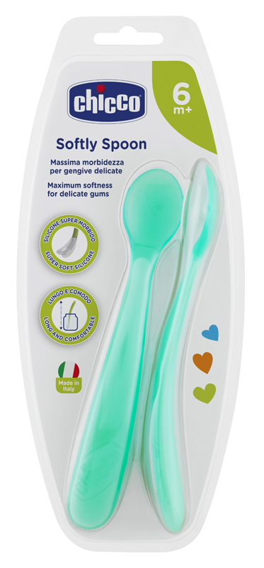 CHICCO CUCCHIAIO SILICONE MASCHILE BI PACK 6M+ - maxifarmacia.it