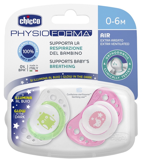 CHICCO SUCCHICCO AIR LUM SILICONE 0-6 MESI 2 PEZZI - maxifarmacia.it