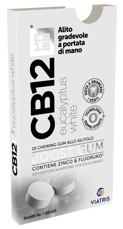 CB12 BOOST EUCALYPTUS WHITE 10 CHEWING GUM - maxifarmacia.it