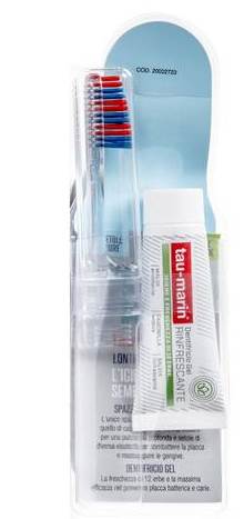 TAU MARIN TAU KIT SPAZZOLINO TASCABILE MEDIO + DENTIFRICIO 20ML - maxifarmacia.it