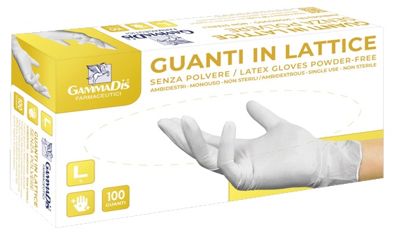 GUANTI LATTICE CON POLVERE MEDIUM 100 PEZZI GAMMADIS - maxifarmacia.it