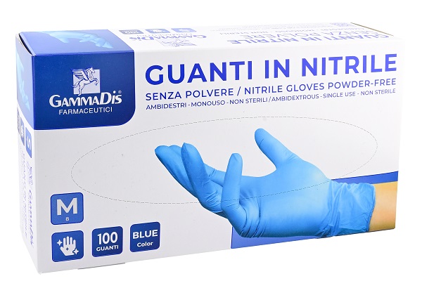 GUANTI NITRILE SENZA POLVERE SMALL 100 PEZZI GAMMADIS - maxifarmacia.it