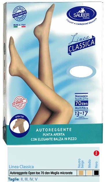 SAUBER AUTOREGGENTE OPEN TOE MAGLIA MICRORETE 70 DEN COLORE NEUTRO BEIGE TAGLIA 4 LINEA CLASSICA - maxifarmacia.it
