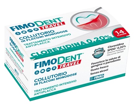 FIMODENT TRAVEL COLLUTORIO CLOREXIDINA SPDD 0,20% 14 FLACONCINI MONODOSE 10 ML - maxifarmacia.it