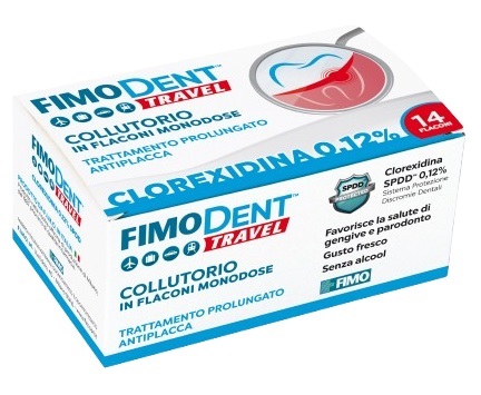 FIMODENT TRAVEL COLLUTORIO CLOREXIDINA SPDD 0,12% 14 FLACONCINI MONODOSE 10 ML - maxifarmacia.it