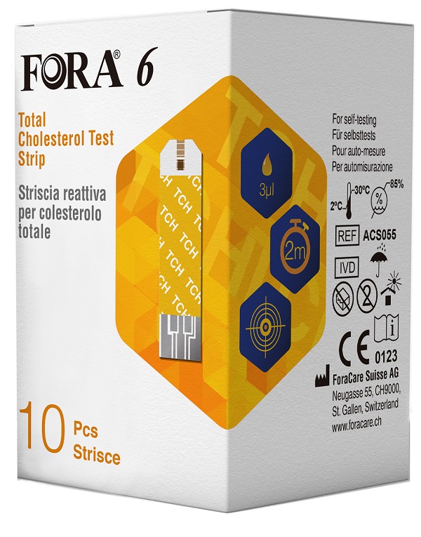STRISCE REATTIVE FORA 6 PER LA RILEVAZIONE DEL COLESTEROLO 10 10 PEZZI - maxifarmacia.it
