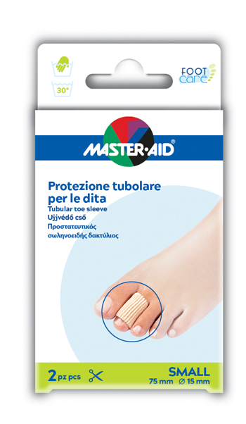 PROTEZIONE TUBOLARE IN GEL MASTER-AID FOOTCARE ELASTICIZZATO SMALL 7,5 CM 15 MM 2 PEZZI C4 - maxifarmacia.it