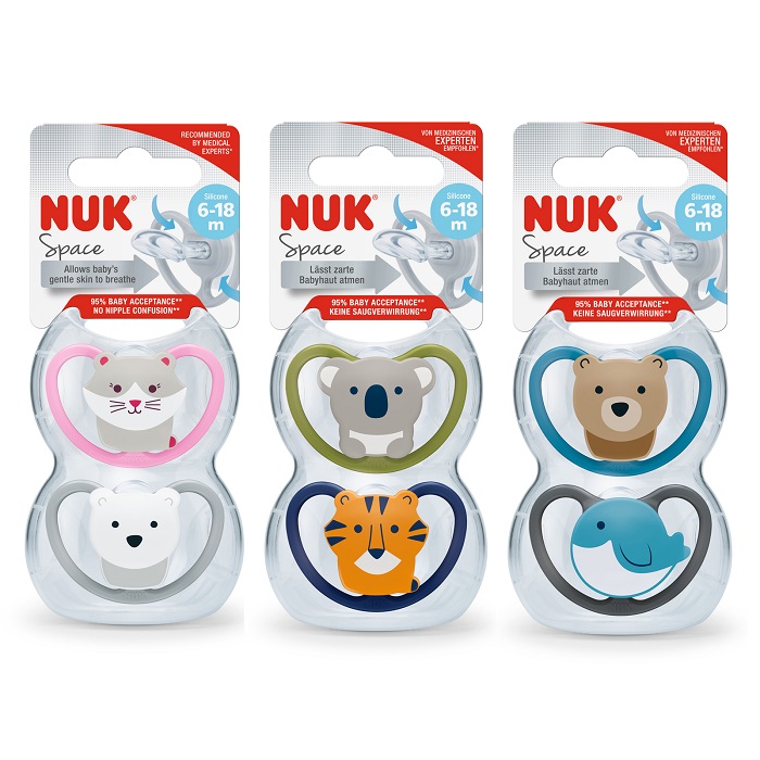 NUK SUCCHIETTO SPACE SILICONE 6-18 MESI 2 PEZZI - maxifarmacia.it