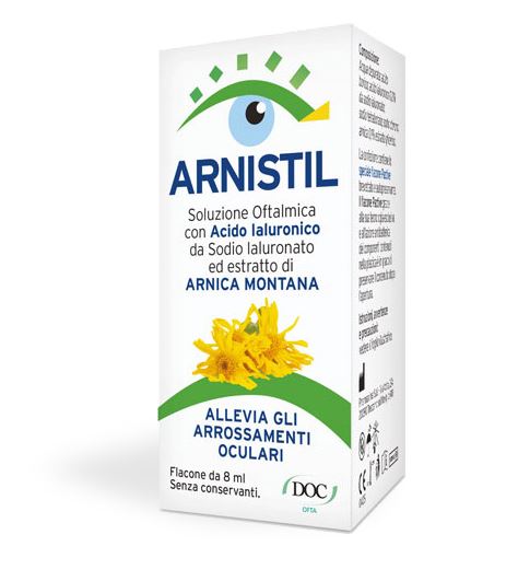 ARNISTIL SOLUZIONE OFTALMICA ACIDO IALURONICO 0,2% + ESTRATTO DI ARNICA MONTANA 0,1% FLACONE 8 ML - maxifarmacia.it