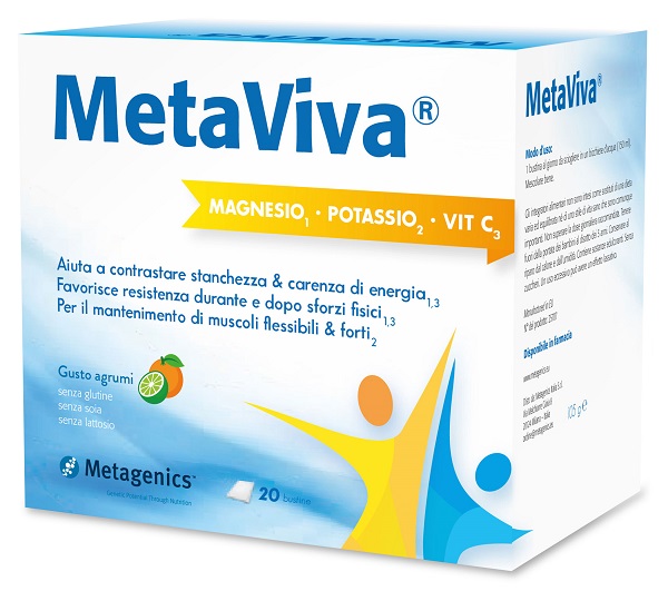 METAVIVA MAGNESIO POTASSIO VITAMINA C 20 BUSTINE - maxifarmacia.it